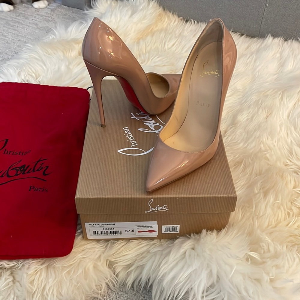 Christian Louboutin So Kate 120mm Nude Patent Pumps